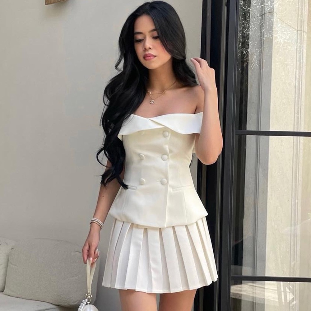 Meshki Krista Strapless Suiting Top - Ivory